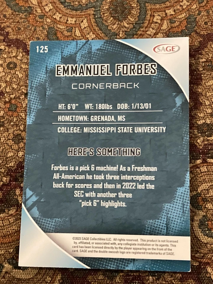 2023 SAGE HIT #125 Emmanuel Forbes - Image 2 of 2