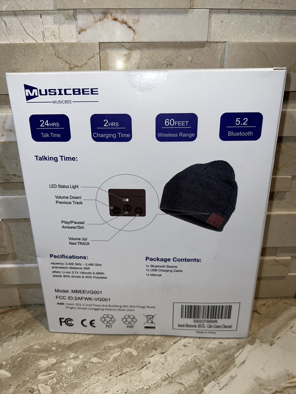 Beanie MUSICBEE Bluetooth V5.2 Wireless Knit Winter Cap 24 Hour Play