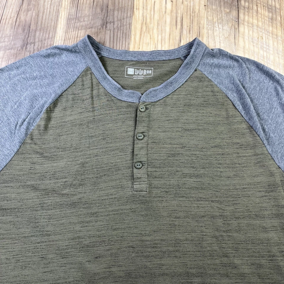 Camisa de manga larga para hombre LulaRoe 3XL dos tonos verde oliva y gris Henley nueva con etiquetas Foto 2 de 4