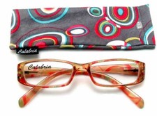 Calabria 733 Reading Glasses w/Circle Retro Design Matching Case 53 Color Powers