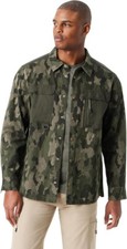 BASS OUTDOOR Mens Stretch Snap Front Shacket WorkerShirt Sycamore Camo Sz Large