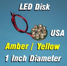 Led Disk - Amber Yellow 1 Inch Diameter Circuit Board 5mm Leds 12 Volt 12vdc