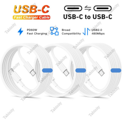 60W Fast Charger USB C Type C Cable For iPhone 16 15 Pro Plus iPad Pro Samsung
