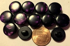 12 Pearlized Dark Purple Pllastic Shank Buttons Almost 9/16" 13.5mm 10334