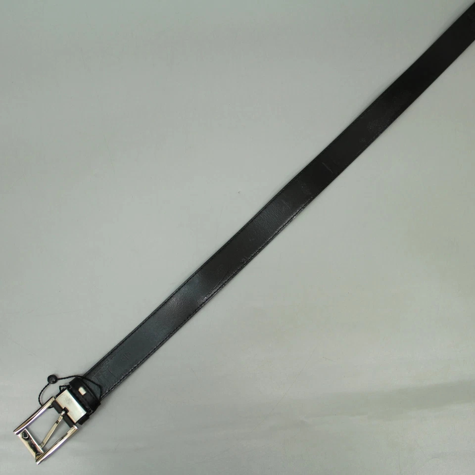 Cinturón de cuero vintage Alfred Dunhill cuero negro marrón herrajes color plata Foto 3 de 4