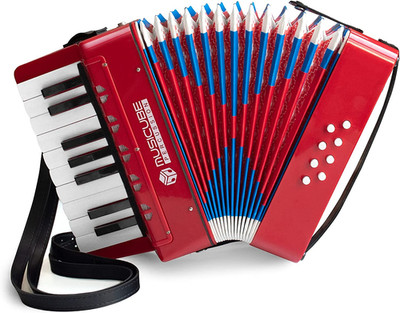 Accordion Instrument for Kids Professional 17 Keys 8 Bass Accordion with Straps