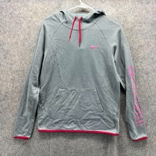 Nike Hoodie Womens Small Gray Pink Just Do It Dri-Fit Pullover Lightweight
