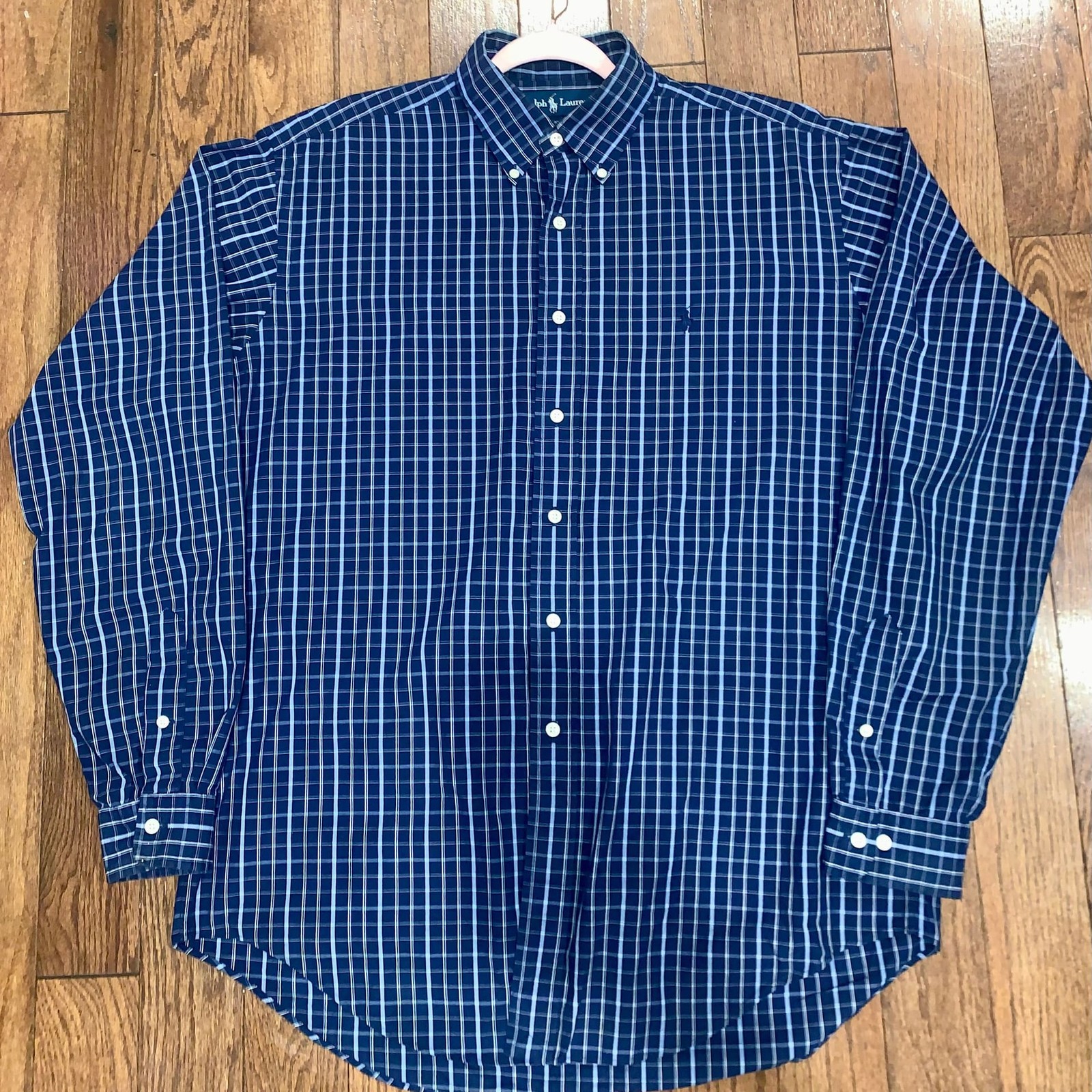 Vintage Ralph Lauren Dress Shirt Mens 17 34/35 Yarmouth Cotton Long Sleeve Check