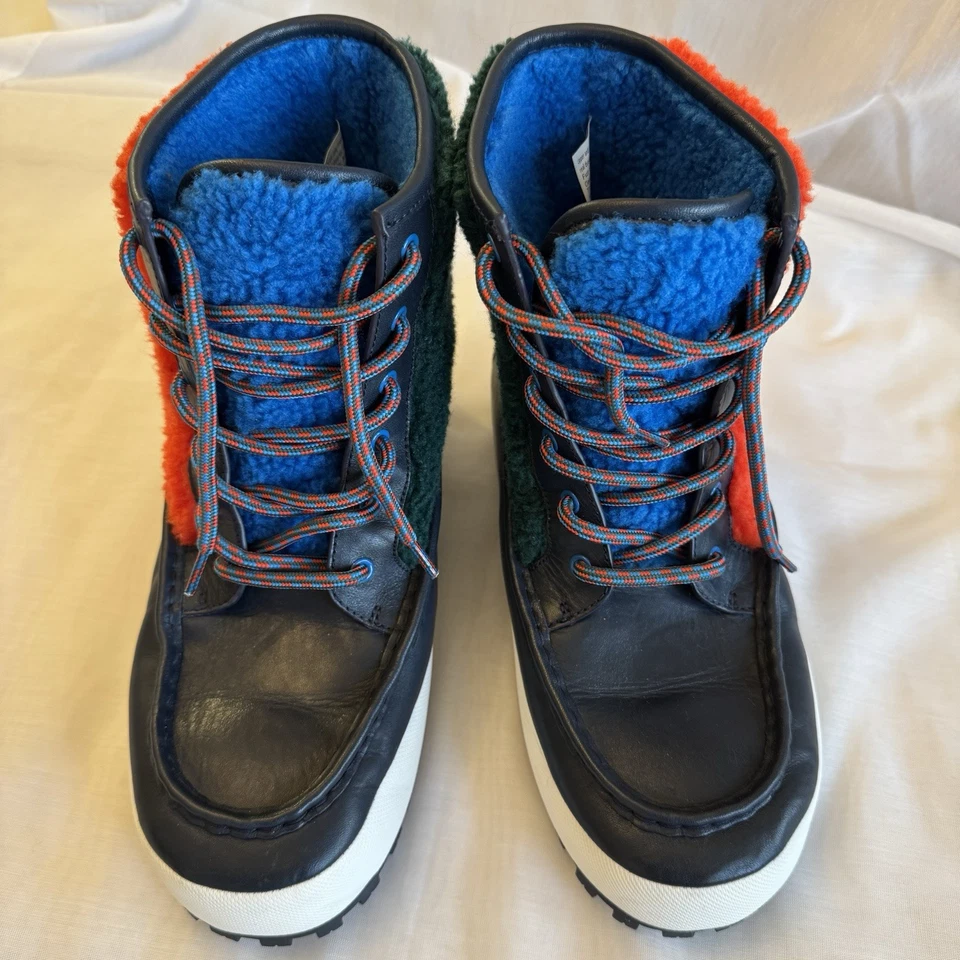 Botas de invierno deportivas Tory Burch para mujer de cuero azul marino rojo verde piel de oveja 9 M Foto 2 de 4