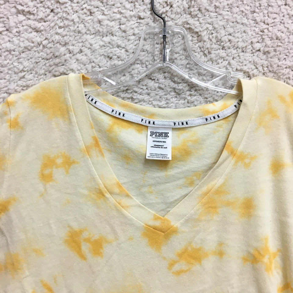 Camiseta para dormir ROSA Victorias Secret pequeña adulta amarilla tie dye cuello en V camiseta para mujer S Foto 2 de 4