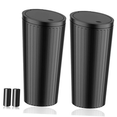 Car Trash Bin with Lid - Pack Universal Leakproof Vehicle Garbage 2 Black,Black