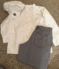 Kids Sized Chef 3 Piece Outfit Set With Hat - Great Condition