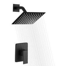 SUMERAIN Bathroom Matte Black Shower Faucet Set 8" Rain shower Head Single Handl