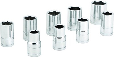 PERFORMANCE TOOL 9 PC 1/2'' MET SOCKET SET SHALLOW