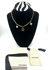 Authentic BEAUTIFUL AUTHENTIC MAYAMAR 24K GOLD PLATED NECKLACE WITH PEARL CHARMS BRAND NEW