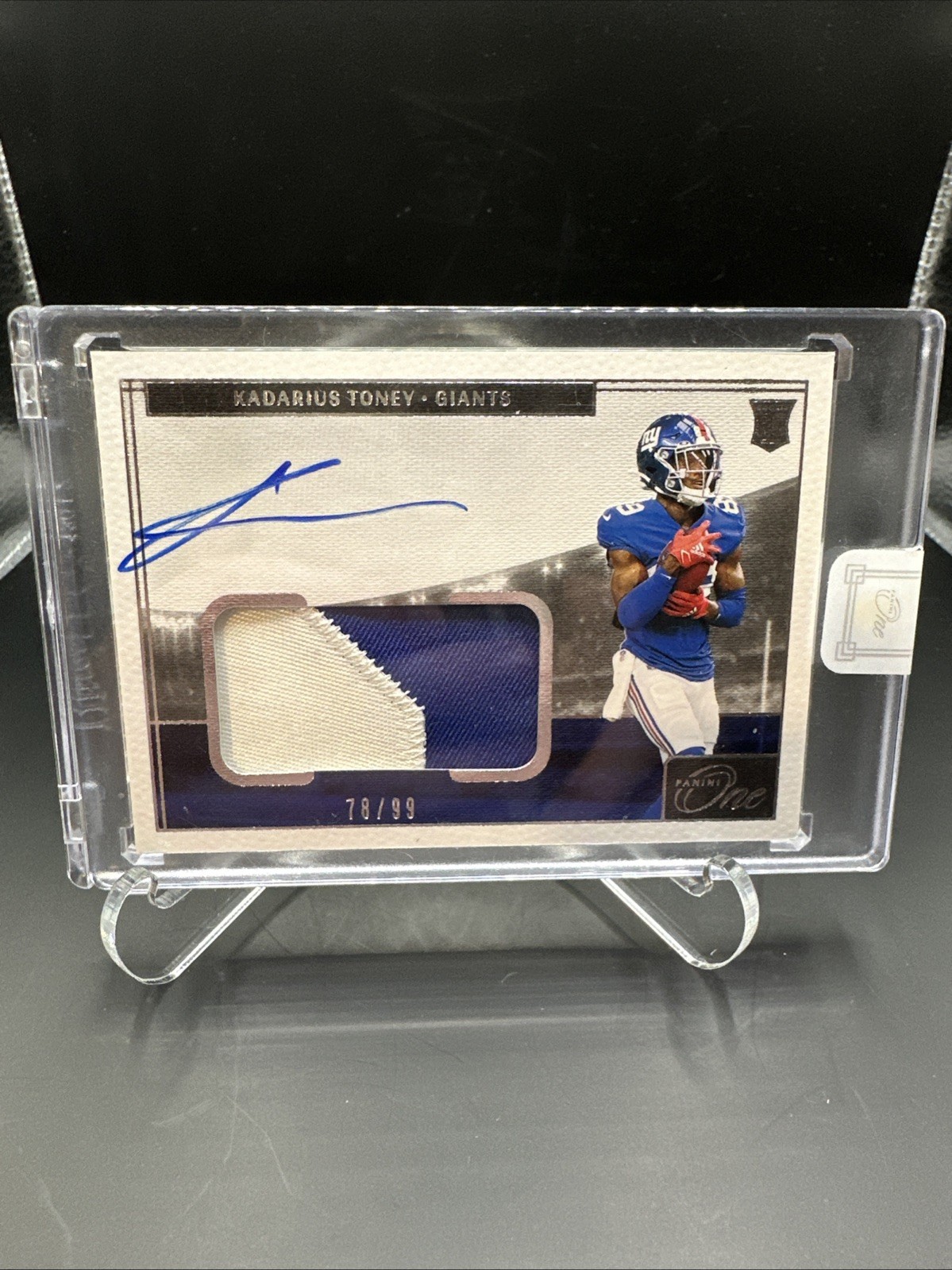 2021 Panini One - Rookie Patch Autograph #12 Kadarius Toney /99 (AU, MEM, RC)RPA