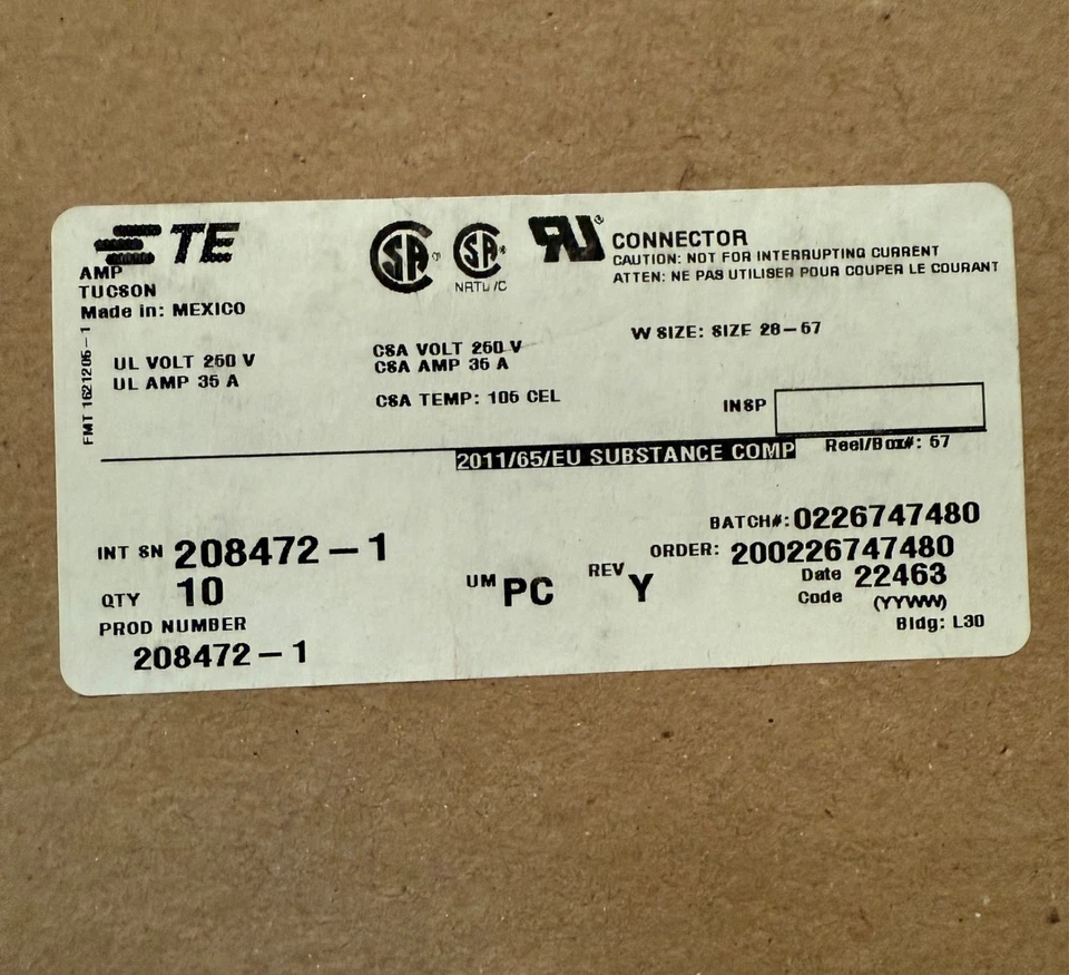 TE Connectivity / AMP 208472-1  Circular Connector 37 Position Plug, Box of 10 - Image 3 of 4