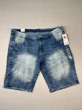 Southpole Shorts Mens 46 Blue Denim Relaxed Fit Stretch 12" Inseam Hip Hop Y2K