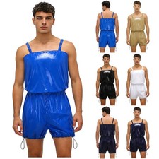 Mens Anti-Leak Bodysuit Diaper Cover Jumpsuit Incontinent Underwear Cami Rompers