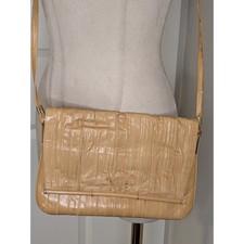 Vintage 80s Joli Genuine Eel Skin Purse Envelope Crossbody Tan