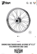Chrome Rear Tracker Wheel 40 spoke 19"x 2.5" Fits Sportster 1982-2003
