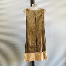 RED VALENTINO Peach Beige Beaded Sequins Tulle Dress Sleeveless M