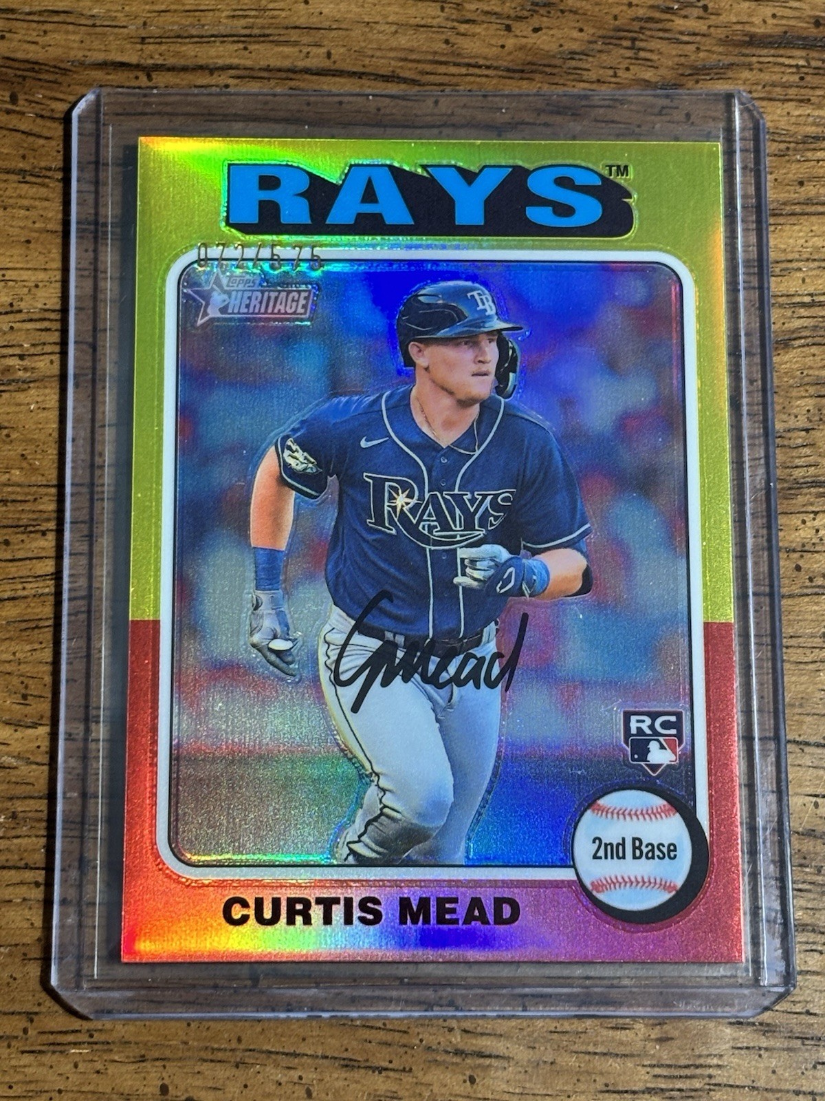 2024 Topps Heritage Curtis Mead #176 Chrome Refractor /575 Rookie Tampa Bay Rays