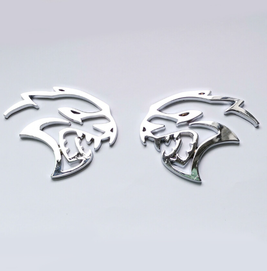 2x Hellcat Chrome Fender 3D Metal Left Right Side Emblem Universal Badge