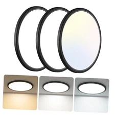  13 Inch Flush Mount Ceiling Light - 3 Pack, 3200LM, Low 13In-3Pack Black