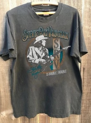 Vintage Stevie Ray Vaughan Double Trouble short sleeve charcoal shirt S-5XL