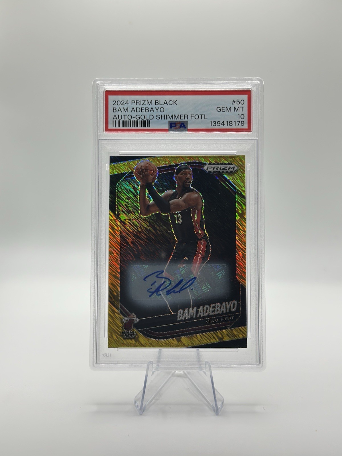 💥 Bam Adebayo GOLD AUTO /10 PSA 10💥 2024-25 Panini Prizm Black - FOTL