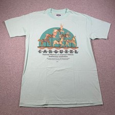 Vintage 1986 Smithsonian Carousel T-Shirt Hanes Fifty-Fifty Mint Green Large