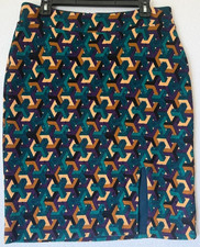 Maeve Anthropologie Pencil Skirt Large Multicolor Geometric Midi Stretch Retro
