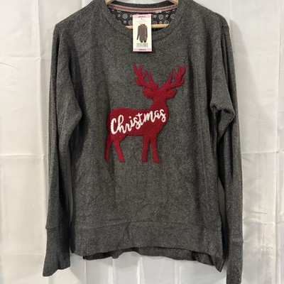 Royce Brand Womens S Moose Reindeer Christmas Sweatshirt Charcoal Gray New Tags