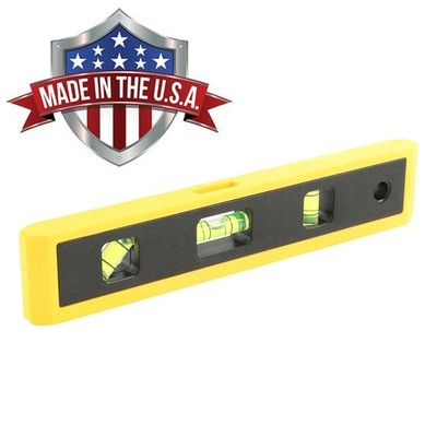 Mayes 9'' Torpedo Level 10791 w V-Groove Base, 3 Vials, Made in USA