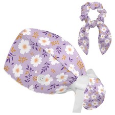 Colored Butterflies Scrub Caps Womens Adjustable Working Cap Button Scrunchy