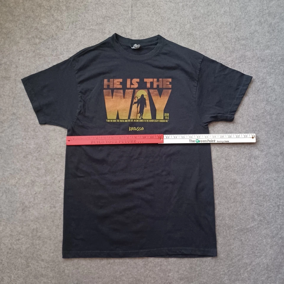 Camiseta Jesús Para Hombre Grande Negra Gráfica He Is The Way John 4:16 Manga Corta Fina Foto 4 de 4