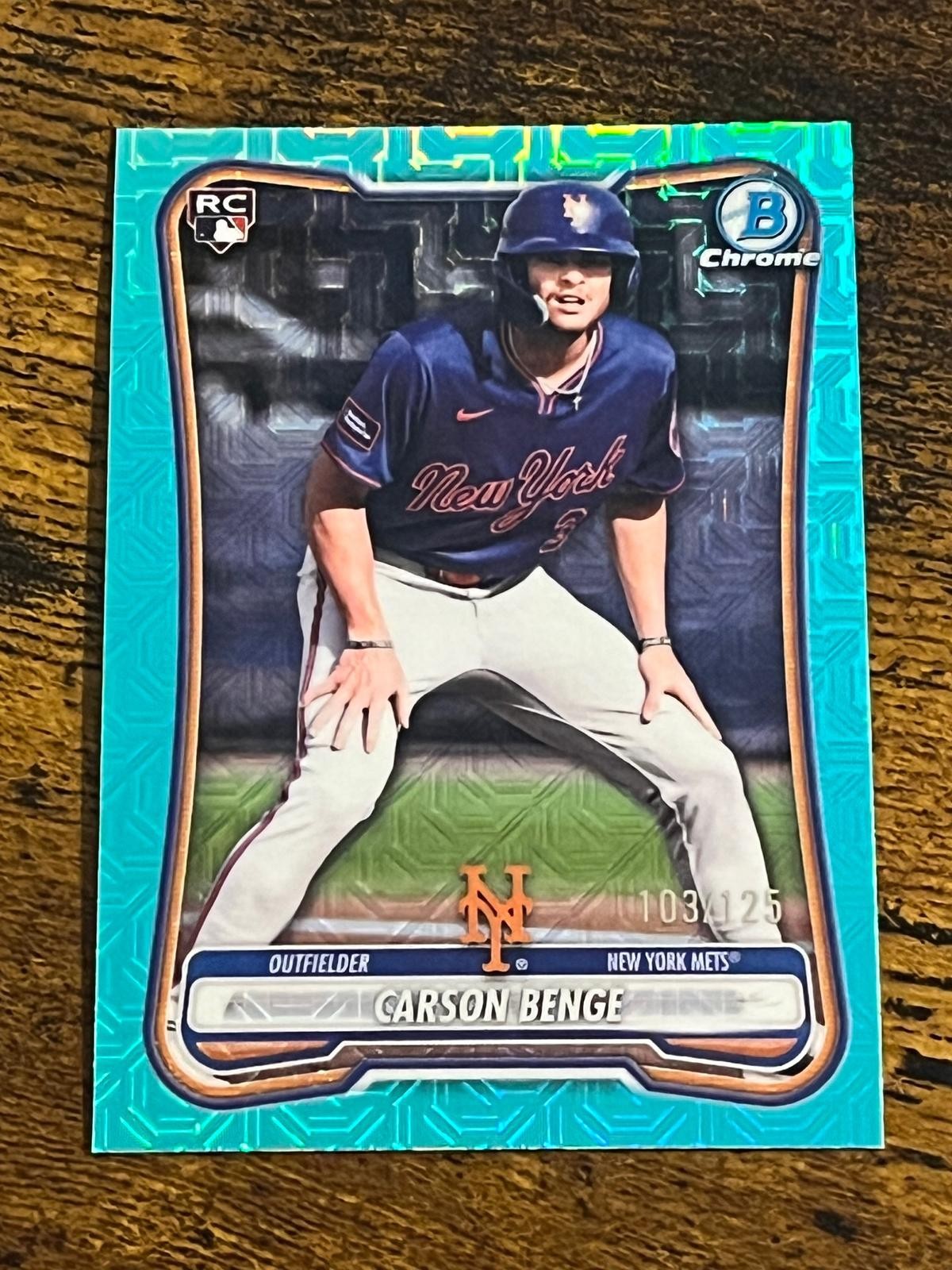 2026 Bowman Chrome #96 Carson Benge Aqua Mojo Refractor #/125 Rookie RC