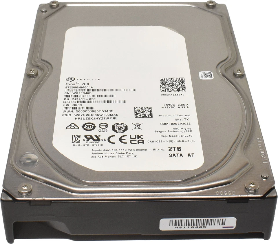 Exos 7E8 Seagate 2TB 3.5" 7.2K 6G SATA HDD Festplatte ST2000NM0125 - Bild 2 von 4