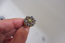 Verstellbarer Designer Ring Michal Golan Abalone Lapislazuli Rosa Kristalle