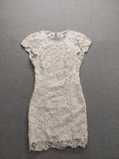Lulus Women Mini Dress S White Floral Lace 100% Polyester Backless Cocktail City