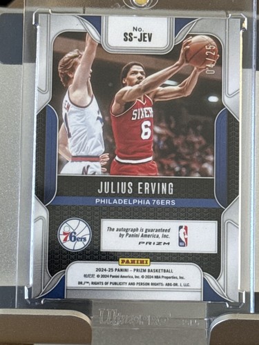 Julius Erving 2024-25 Prizm Sensational Signatures 76ers Mojo /25 Auto Dr. J - Picture 2 of 2