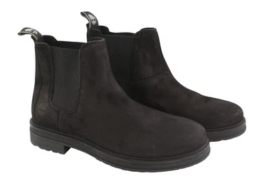 Bottes TIMBERLAND Femme UK4.5 EU37.5 Cuir Noir À Bout Amandé Chelsea Cheville - Photo 1/4