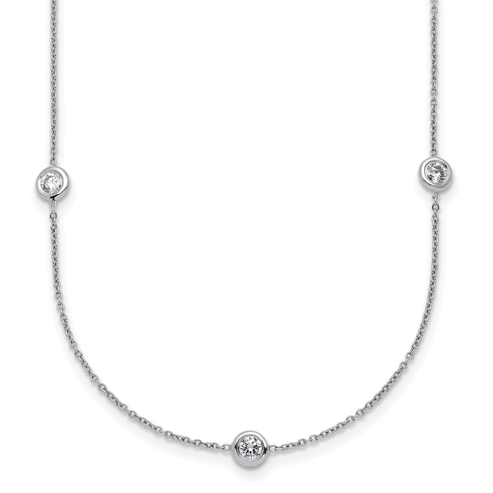 18K White Gold Diamond Stations Necklace 20