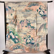 Pink Silk Furisode Kimono M Size Used Long Sleeved 162cm