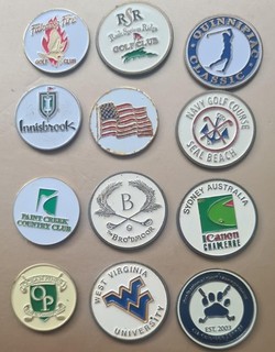 STUNNING 12 x 1" CLUB BALL MARKERS HIGH QUALITY EXCELLENT COND RARE MARKERS