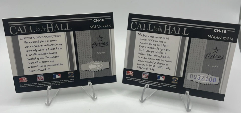 2004 Donruss Timelines NOLAN RYAN Call To The Hall GU Patch & Silver 093/100 - Image 2 of 4