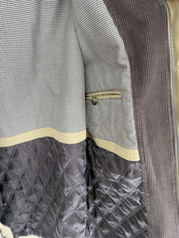 Roundtree & Yorke Jacket Mens Large Khaki Corduroy Collar Water Resistant Field - Image 3 of 4