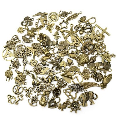 100pcs Bulk Lots Mini Antique Bronze Charms for Jewelry Making Supplies DIY C...