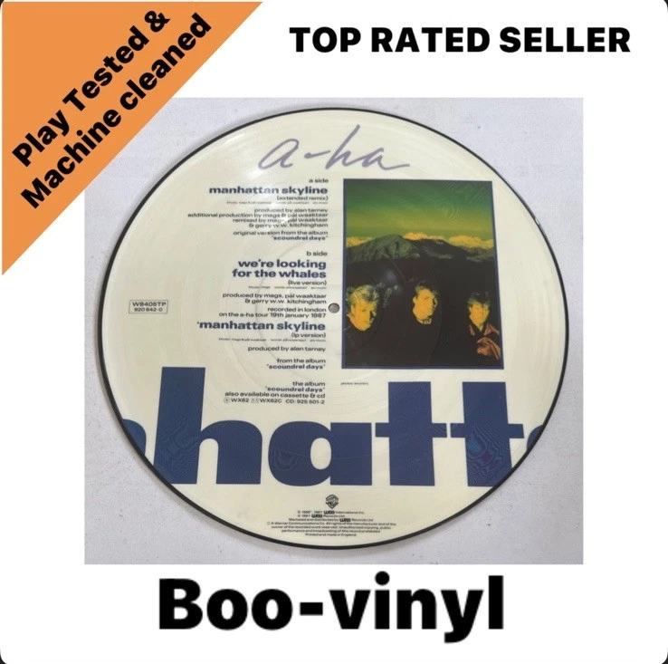 A-HA Manhattan Skyline UK 1987 Warner Bros 12" picture disc Vinyl Record NM - Image 2 of 4